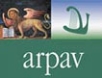 Logo dell'agenzia ambientale ARPAV, Veneto, con leone e simbolo stilizzato.